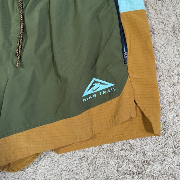 Nike Trail Shorts Mens XL Green Blue Dri-FIT Flex Stride Running DN4480-482 - Picture 2 of 11